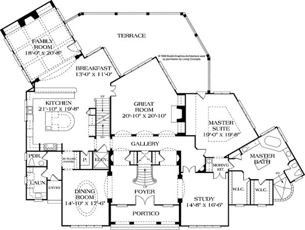 Architectural House Design - Mediterranean Floor Plan - Main Floor Plan #453-326