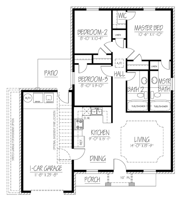 Architectural House Design - Ranch Floor Plan - Main Floor Plan #1061-28