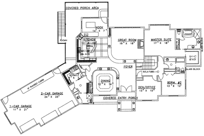 Home Plan - Floor Plan - Main Floor for Modern House Plan #117-428 - 5 bed, 5.5 bath