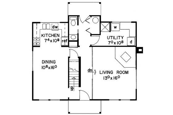 Floor Plan - Main Floor for Contemporary House Plan #60-751 - 3 bed, 1.5 bath