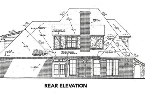 Exterior - Rear Elevation for European House Plan #310-643 - 4 bed, 4.5 bath