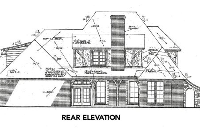 Dream House Plan - Exterior - Rear Elevation for European House Plan #310-643 - 4 bed, 4.5 bath