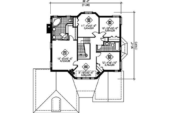 Floor Plan - Upper Floor for European House Plan #25-4179 - 4 bed, 2.5 bath