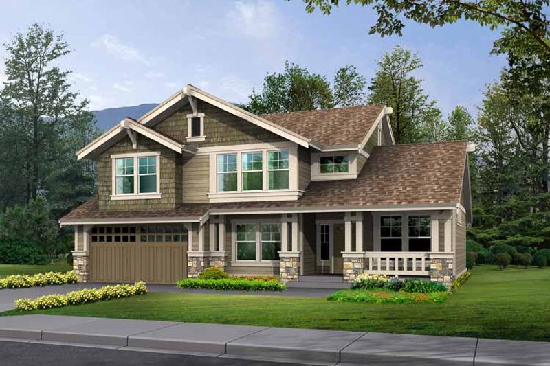 Architectural House Design - Craftsman Exterior - Front Elevation Plan #132-359