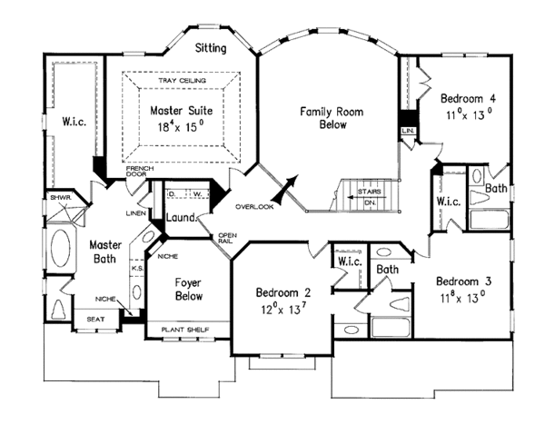 Architectural House Design - Colonial Floor Plan - Upper Floor Plan #927-812