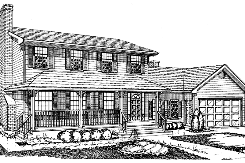 House Blueprint - Colonial Exterior - Front Elevation Plan #47-683