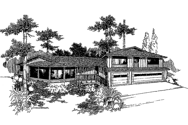 Home Plan - Exterior - Front Elevation 3 for Prairie House Plan #60-931 - 3 bed, 3 bath