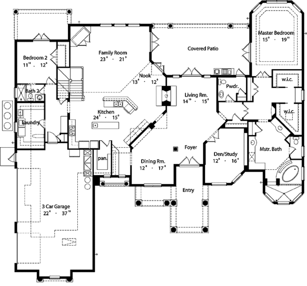 Architectural House Design - Mediterranean Floor Plan - Main Floor Plan #417-748