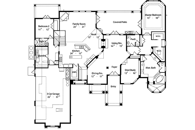 Home Plan - Floor Plan - Main Floor for Mediterranean House Plan #417-748 - 4 bed, 4.5 bath