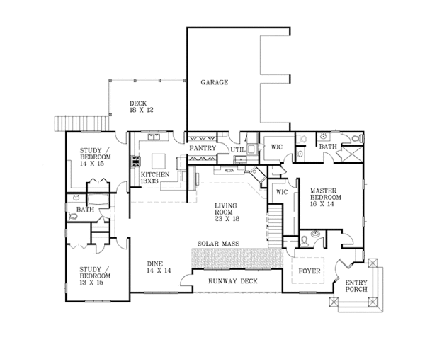 House Design - Ranch Floor Plan - Main Floor Plan #939-6
