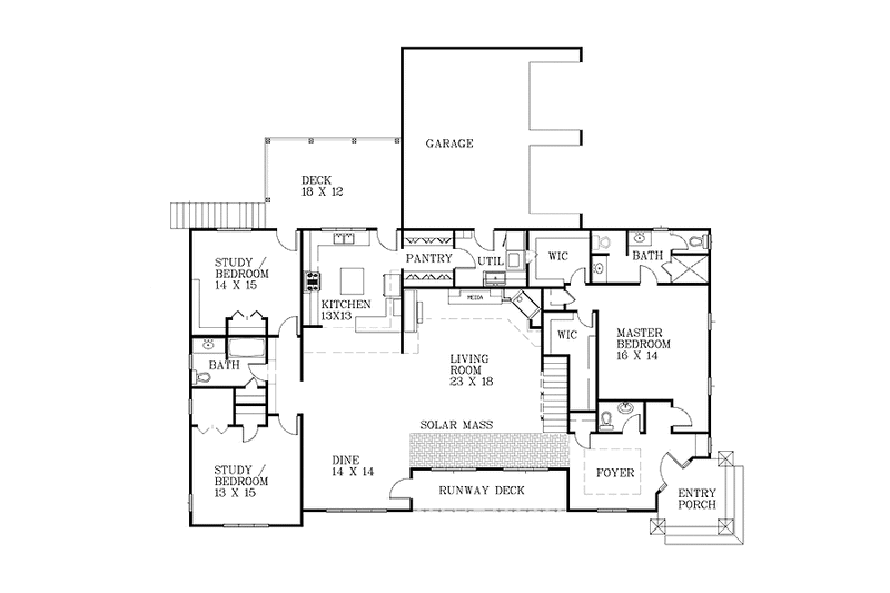 Home Plan - Floor Plan - Main Floor 1 for Ranch House Plan #939-6 - 3 bed, 2.5 bath