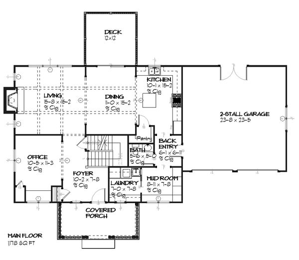 Craftsman Floor Plan - Main Floor Plan #901-28