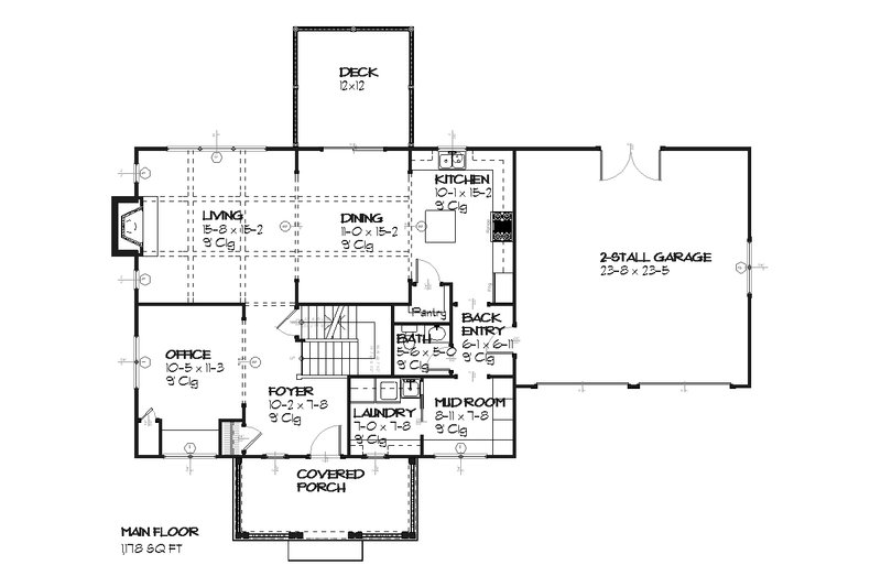 House Plan Design - Floor Plan - Main Floor for Craftsman House Plan #901-28 - 3 bed, 2.5 bath