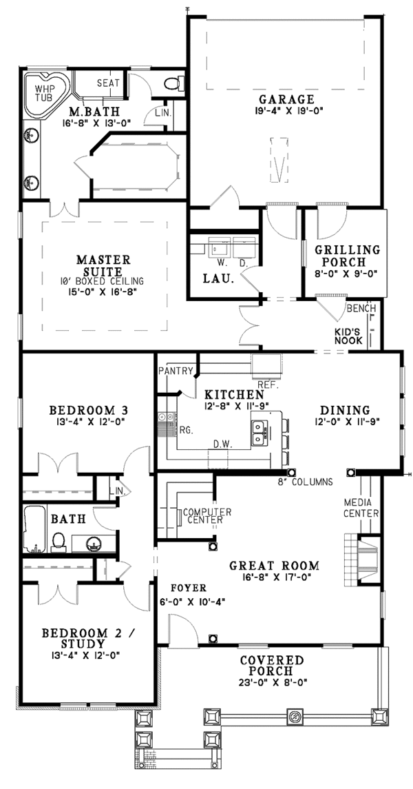 Home Plan - Craftsman Floor Plan - Main Floor Plan #17-3012