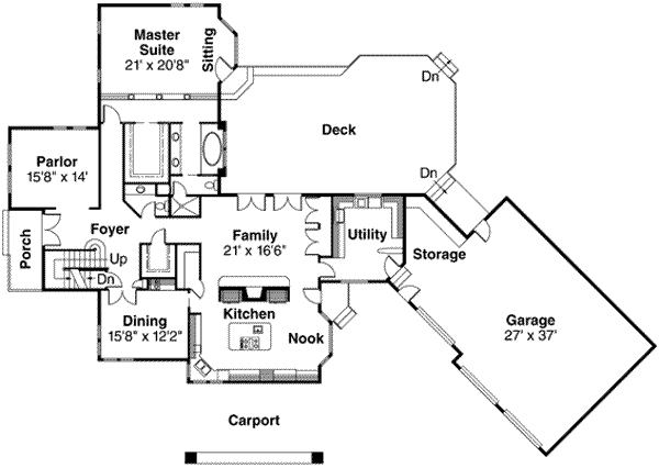 House Plan Design - European Floor Plan - Main Floor Plan #124-114