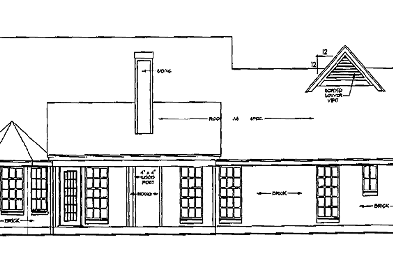 Home Plan - Exterior - Rear Elevation for Country House Plan #42-576 - 3 bed, 2 bath