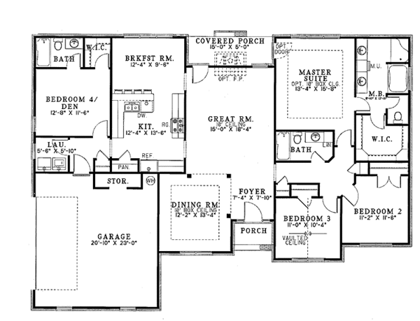 Architectural House Design - Ranch Floor Plan - Main Floor Plan #17-2934