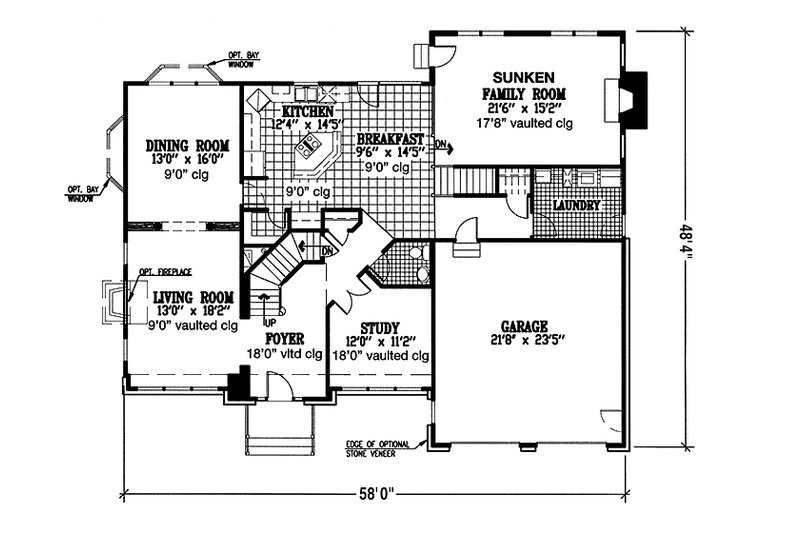 Architectural House Design - Floor Plan - Main Floor for Colonial House Plan #953-29 - 4 bed, 3.5 bath