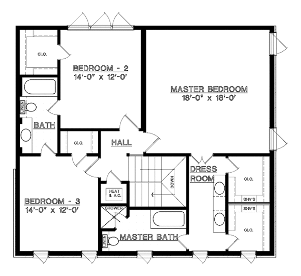 House Blueprint - Country Floor Plan - Upper Floor Plan #45-455