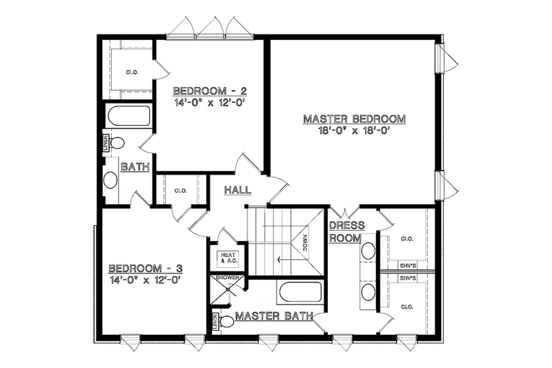 Home Plan - Floor Plan - Upper Floor for Country House Plan #45-455 - 4 bed, 3 bath