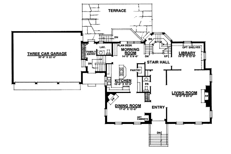 Home Plan - Floor Plan - Main Floor for Classical House Plan #1016-5 - 3 bed, 2 bath