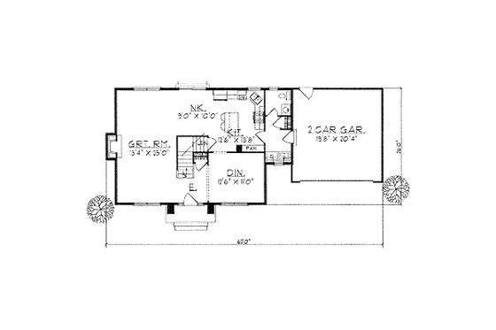 Floor Plan - Main Floor for Traditional House Plan #70-256 - 3 bed, 2.5 bath