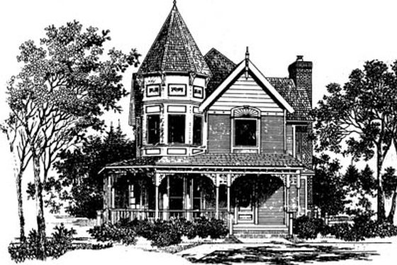 Exterior - Front Elevation for Victorian House Plan #43-102 - 3 bed, 2.5 bath