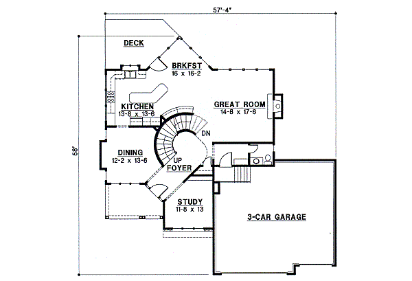 European Floor Plan - Main Floor Plan #67-128