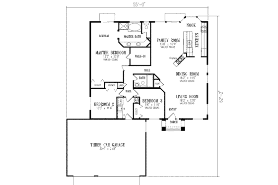 Floor Plan - Main Floor for Adobe / Southwestern House Plan #1-362 - 3 bed, 2 bath
