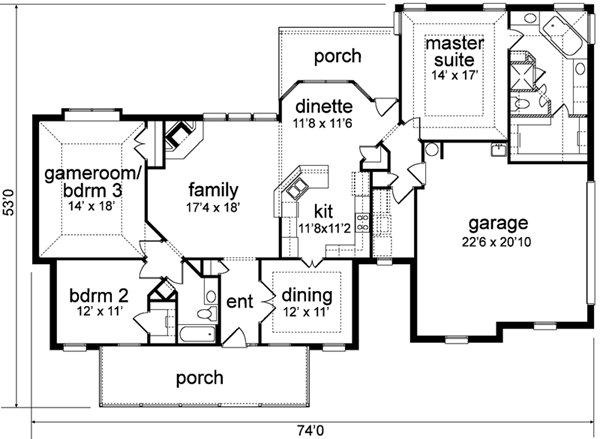 Country Floor Plan - Main Floor Plan #84-163