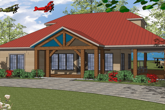Exterior - Front Elevation for Southern House Plan #8-276 - 3 bed, 2.5 bath