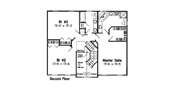 Colonial Floor Plan - Upper Floor Plan #312-814