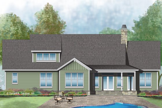 Exterior - Rear Elevation for Craftsman House Plan #929-1036 - 4 bed, 3 bath