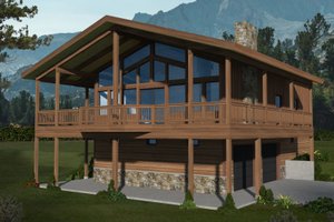 Cabin Exterior - Front Elevation Plan #117-1047