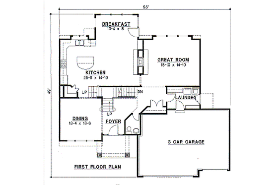 Floor Plan - Main Floor for Traditional House Plan #67-167 - 4 bed, 4 bath