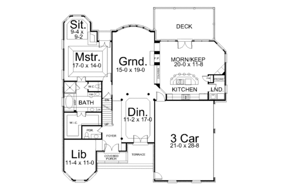 Floor Plan - Main Floor for European House Plan #119-223 - 5 bed, 3 bath