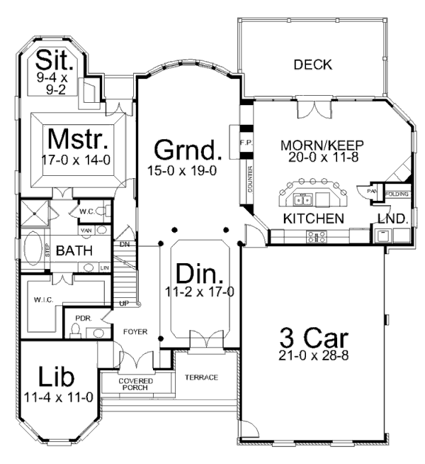 Architectural House Design - European Floor Plan - Main Floor Plan #119-223