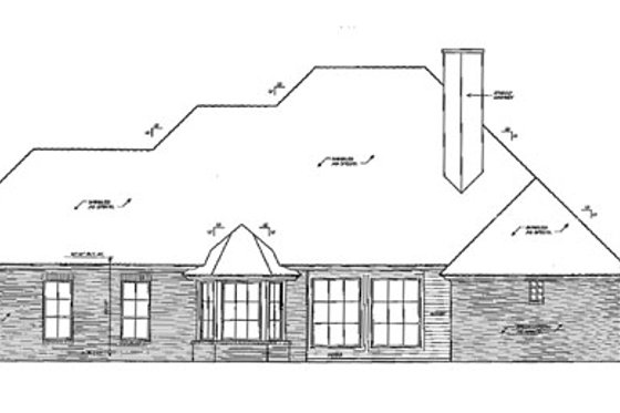 Exterior - Rear Elevation for European House Plan #310-360 - 4 bed, 3 bath