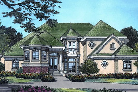 Exterior - Front Elevation for European House Plan #417-402 - 3 bed, 3.5 bath