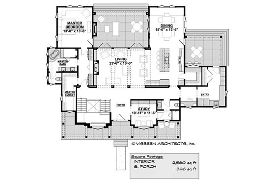Floor Plan - Main Floor for Farmhouse House Plan #928-350 - 4 bed, 4 bath