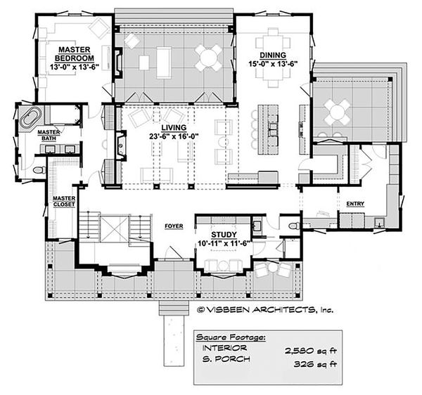 Architectural House Design - Farmhouse Floor Plan - Main Floor Plan #928-350