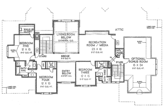 Floor Plan - Upper Floor for European House Plan #310-523 - 5 bed, 4.5 bath