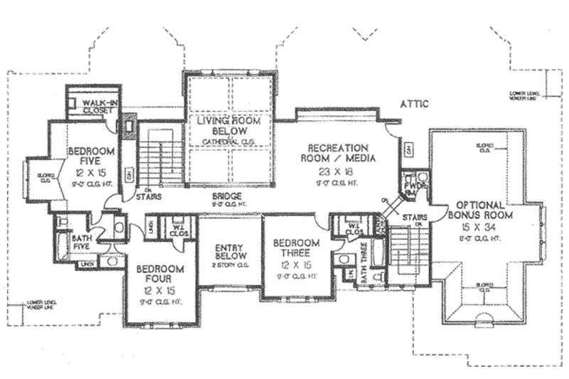 Home Plan - Floor Plan - Upper Floor for European House Plan #310-523 - 5 bed, 4.5 bath
