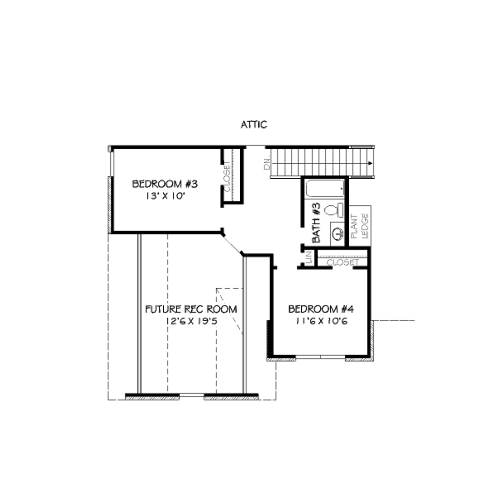 Floor Plan - Upper Floor for Traditional House Plan #424-97 - 4 bed, 3 bath