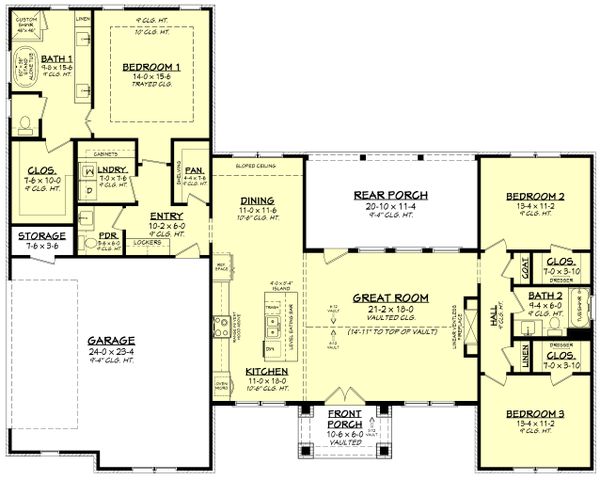 Architectural House Design - Ranch Floor Plan - Main Floor Plan #430-252