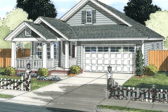 Exterior - Front Elevation 3 for Cottage House Plan #513-2087 - 3 bed, 2 bath