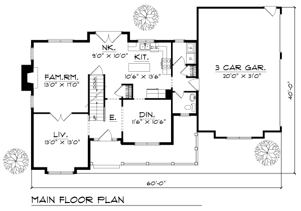 Home Plan - Traditional Floor Plan - Main Floor Plan #70-347