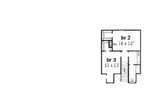 Floor Plan - Upper Floor for Southern House Plan #16-208 - 3 bed, 2.5 bath