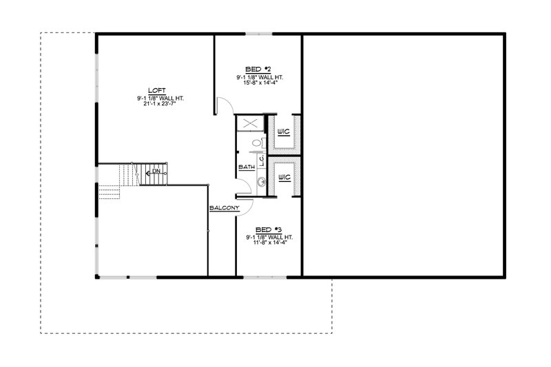 Architectural House Design - Floor Plan - Upper Floor for Barndominium House Plan #1064-213 - 3 bed, 2.5 bath