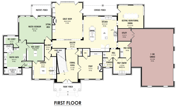 Southern Floor Plan - Main Floor Plan #1092-60